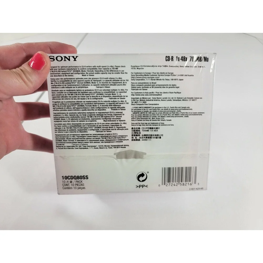 Sony CD-R 30 Pack (w/slim jcs)700MB/Mo 1x-48x speed Optical Media Factory Sealed